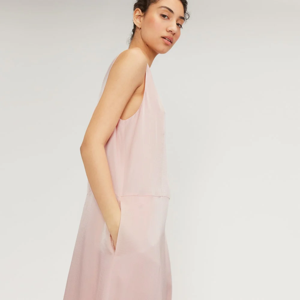 The Satin V-Neck Maxi Dress | Petal Pink - Image 4