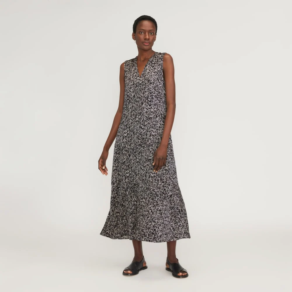 The Satin V-Neck Maxi Dress | Splatter