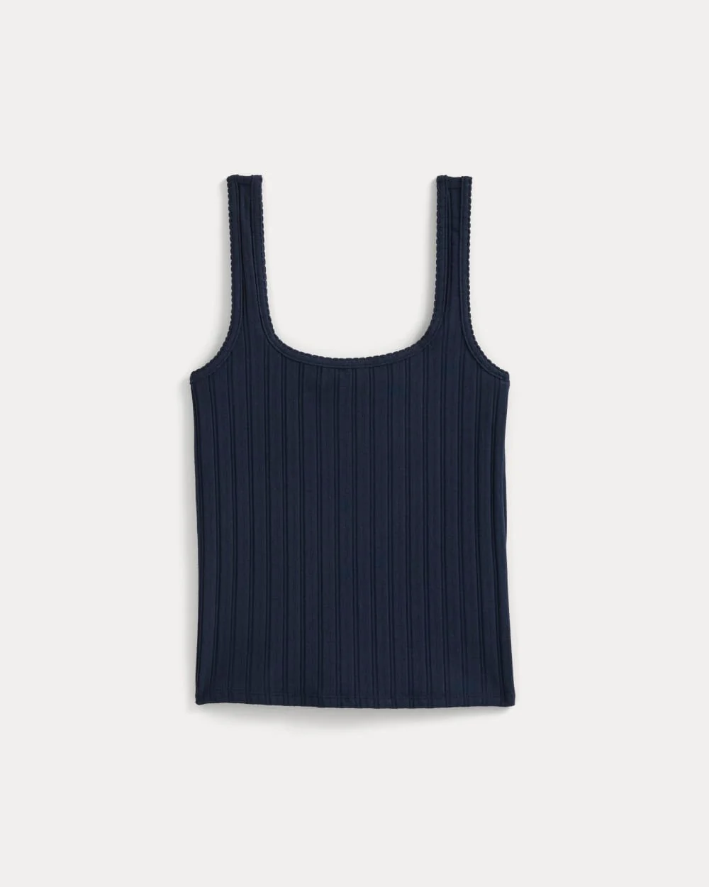 Scoop-Neck Tank in Pointelle | Deep Navy - Image 2