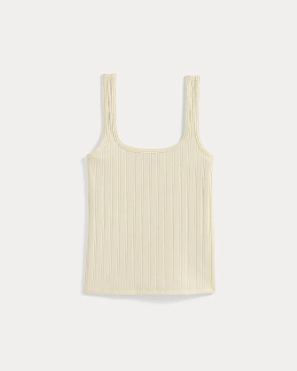 Scoop-Neck Tank in Pointelle | Lemon Icing - Image 2