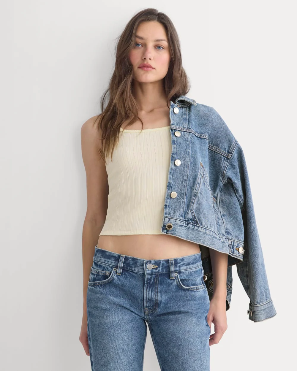 Scoop-Neck Tank in Pointelle | Lemon Icing - Image 4