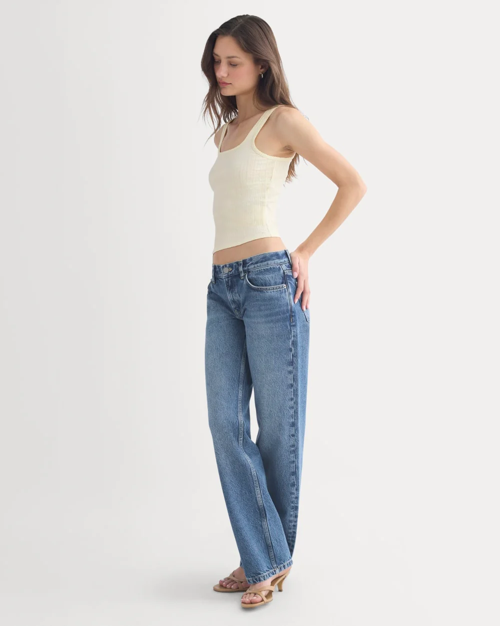 Scoop-Neck Tank in Pointelle | Lemon Icing - Image 6