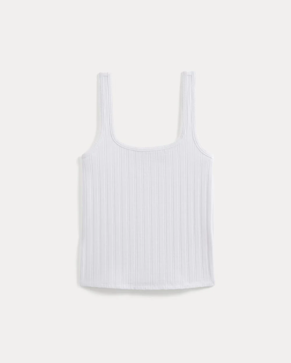 Scoop-Neck Tank in Pointelle | White - Image 2