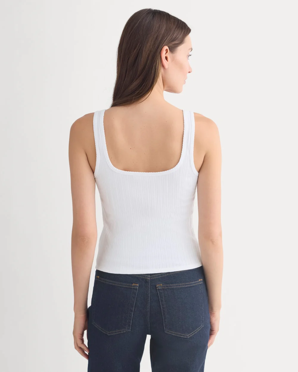 Scoop-Neck Tank in Pointelle | White - Image 4