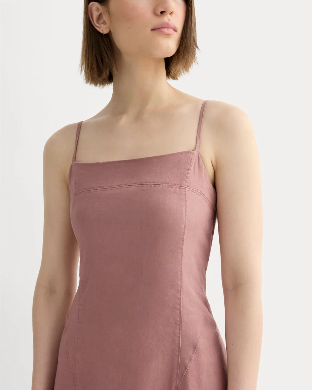 The Seamed Dress in Stretch Linen | Rose Dusk - Image 3