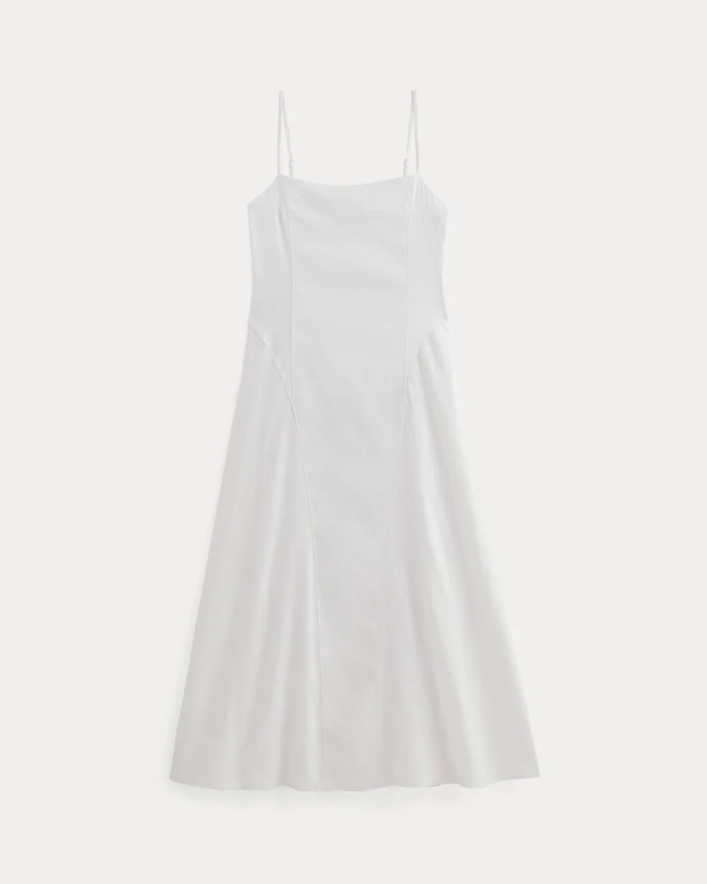 The Seamed Dress in Stretch Linen | White - Image 2