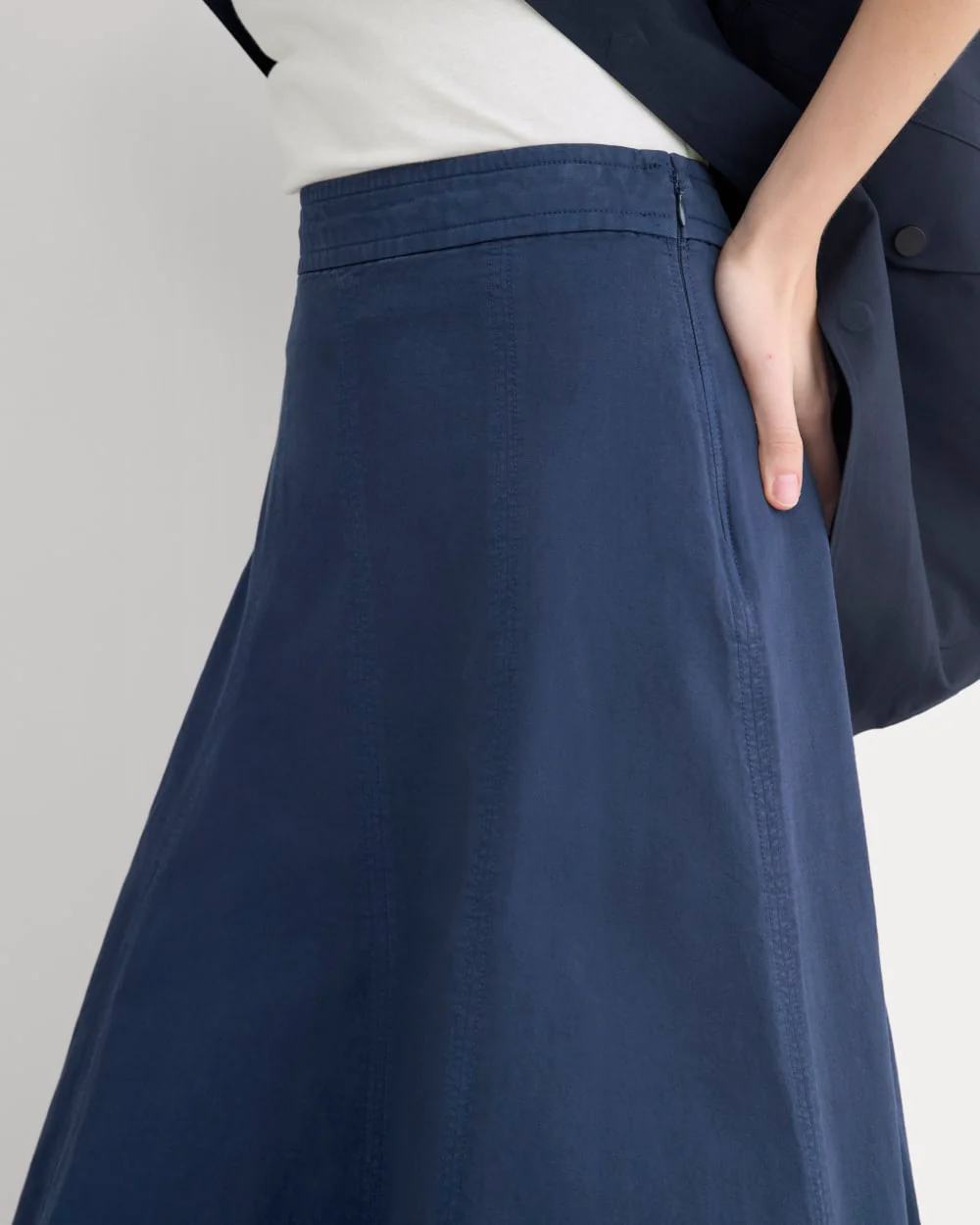 Seamed Midi Skirt | Navy - Image 5