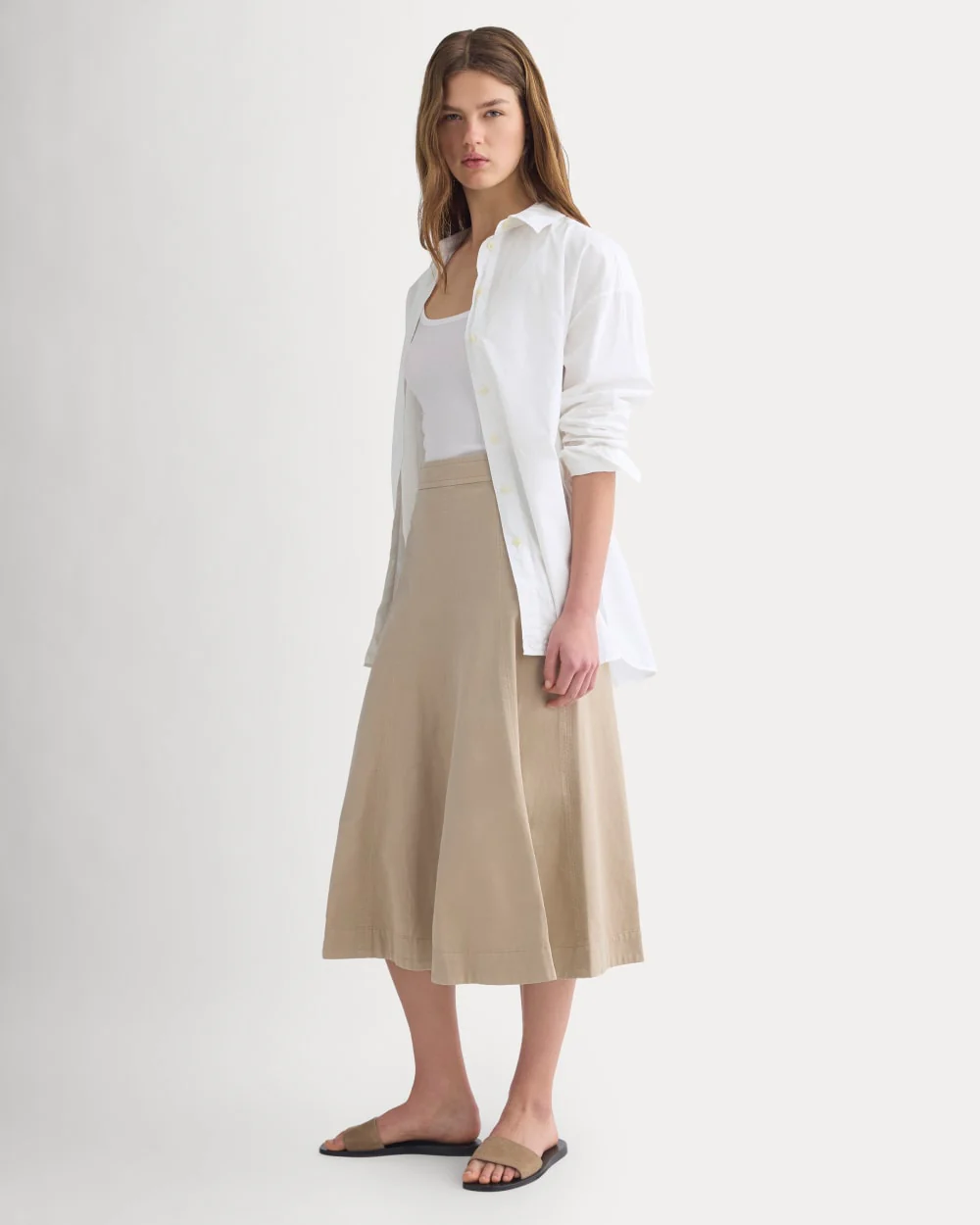 Seamed Midi Skirt | Trench Coat Khaki - Image 5