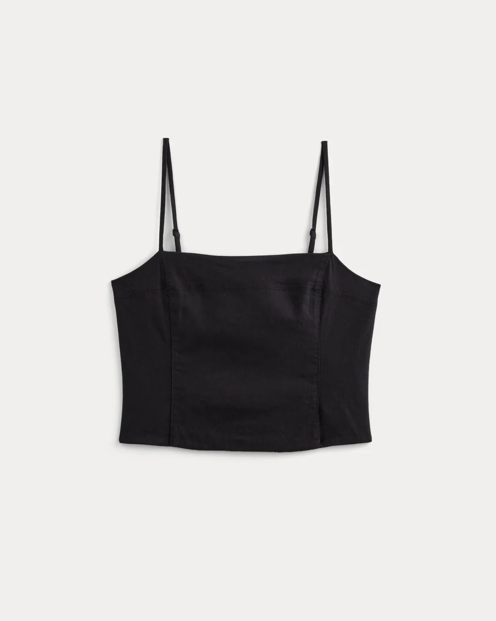 The Seamed Top in Stretch Linen | Black - Image 2