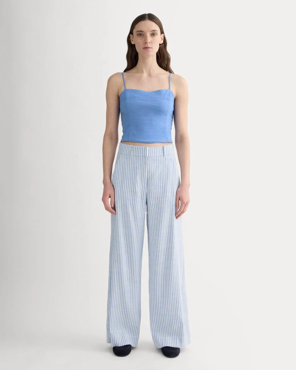 The Seamed Top in Stretch Linen | Bluebell - Image 3