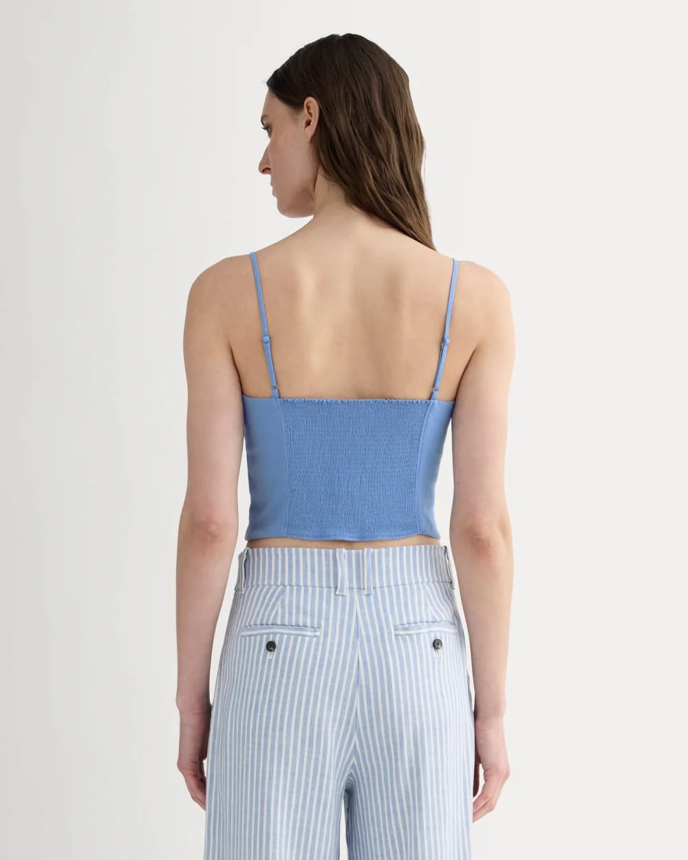 The Seamed Top in Stretch Linen | Bluebell - Image 5