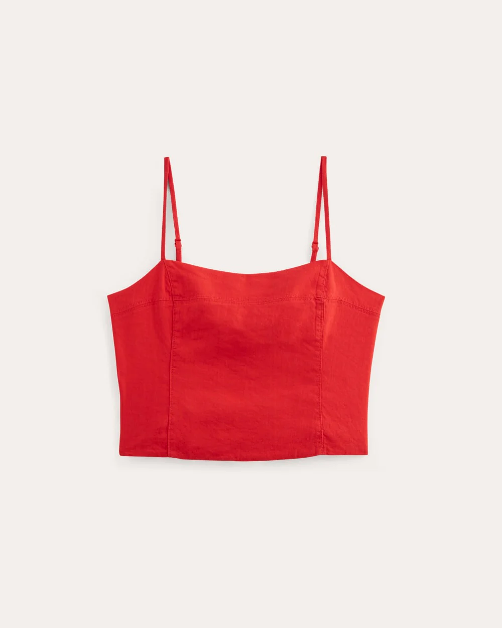 The Seamed Top in Stretch Linen | Classic Red - Image 2