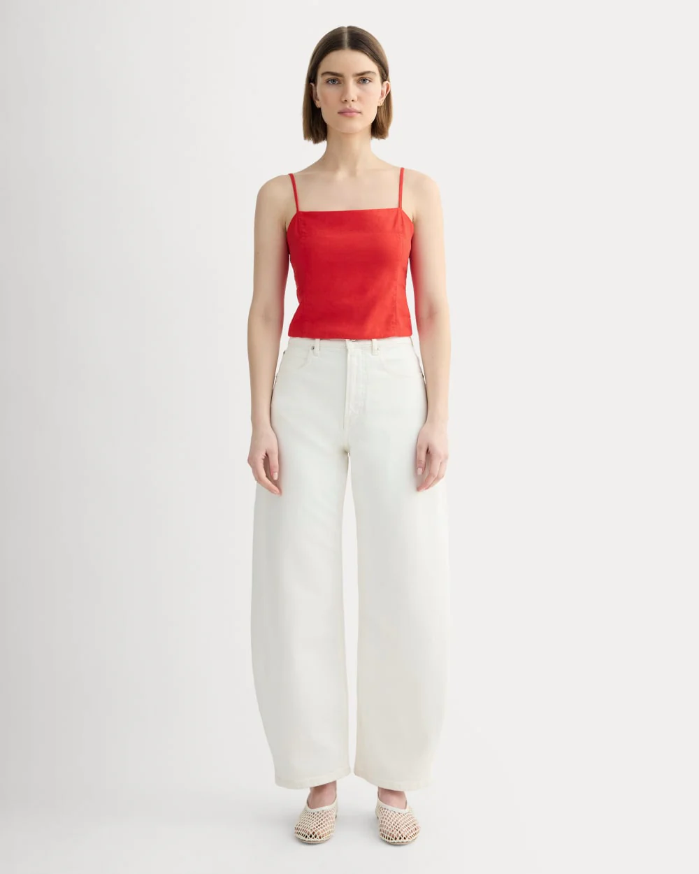 The Seamed Top in Stretch Linen | Classic Red - Image 3