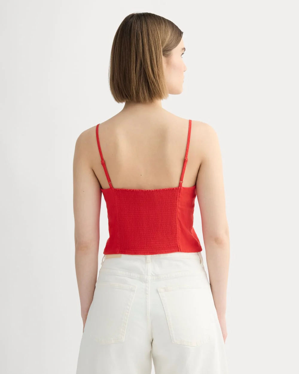 The Seamed Top in Stretch Linen | Classic Red - Image 5
