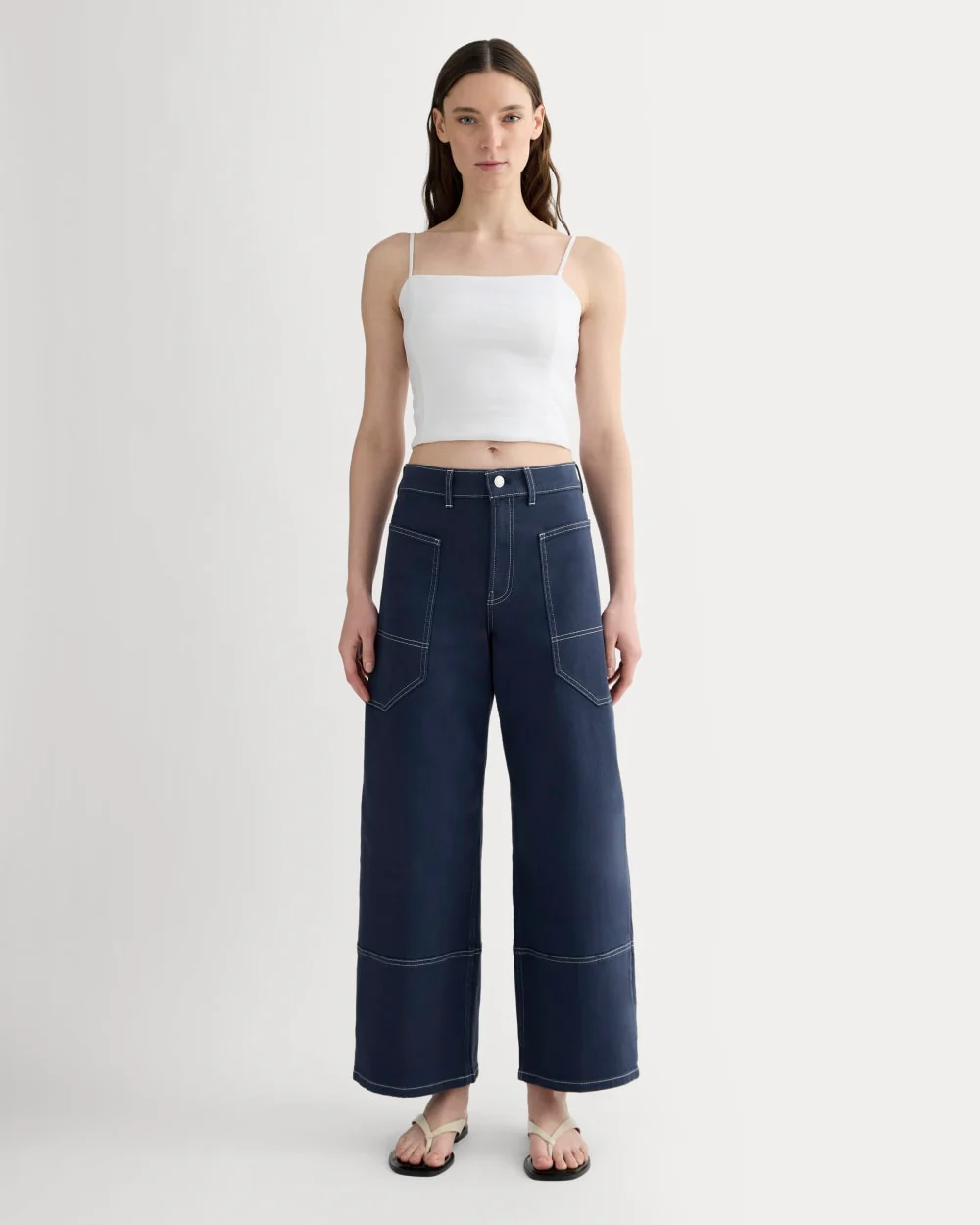 The Seamed Top in Stretch Linen | White - Image 3