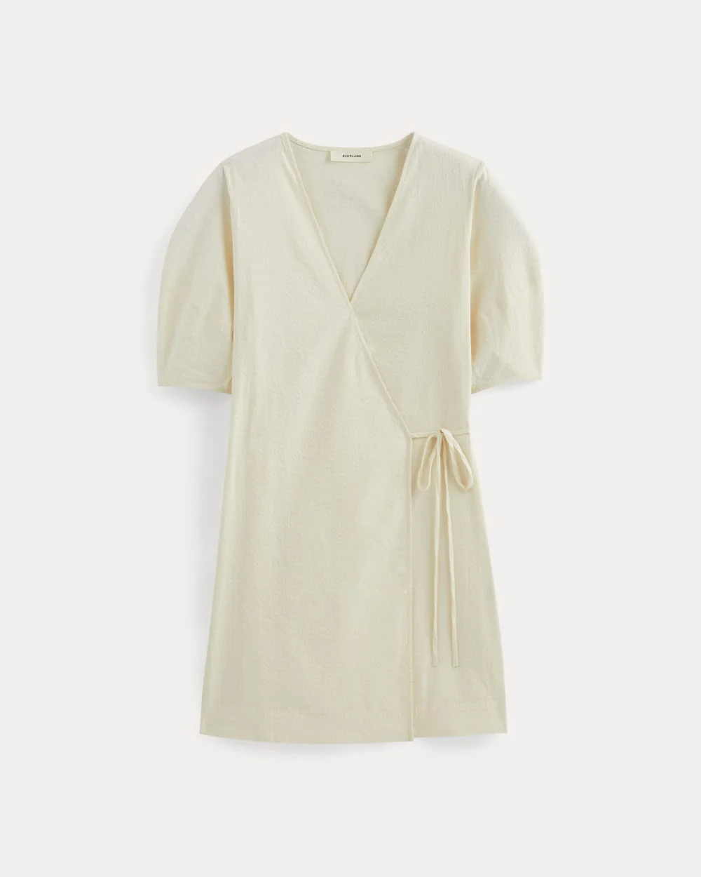 The Seersucker Mini Wrap Dress | Bone - Image 2
