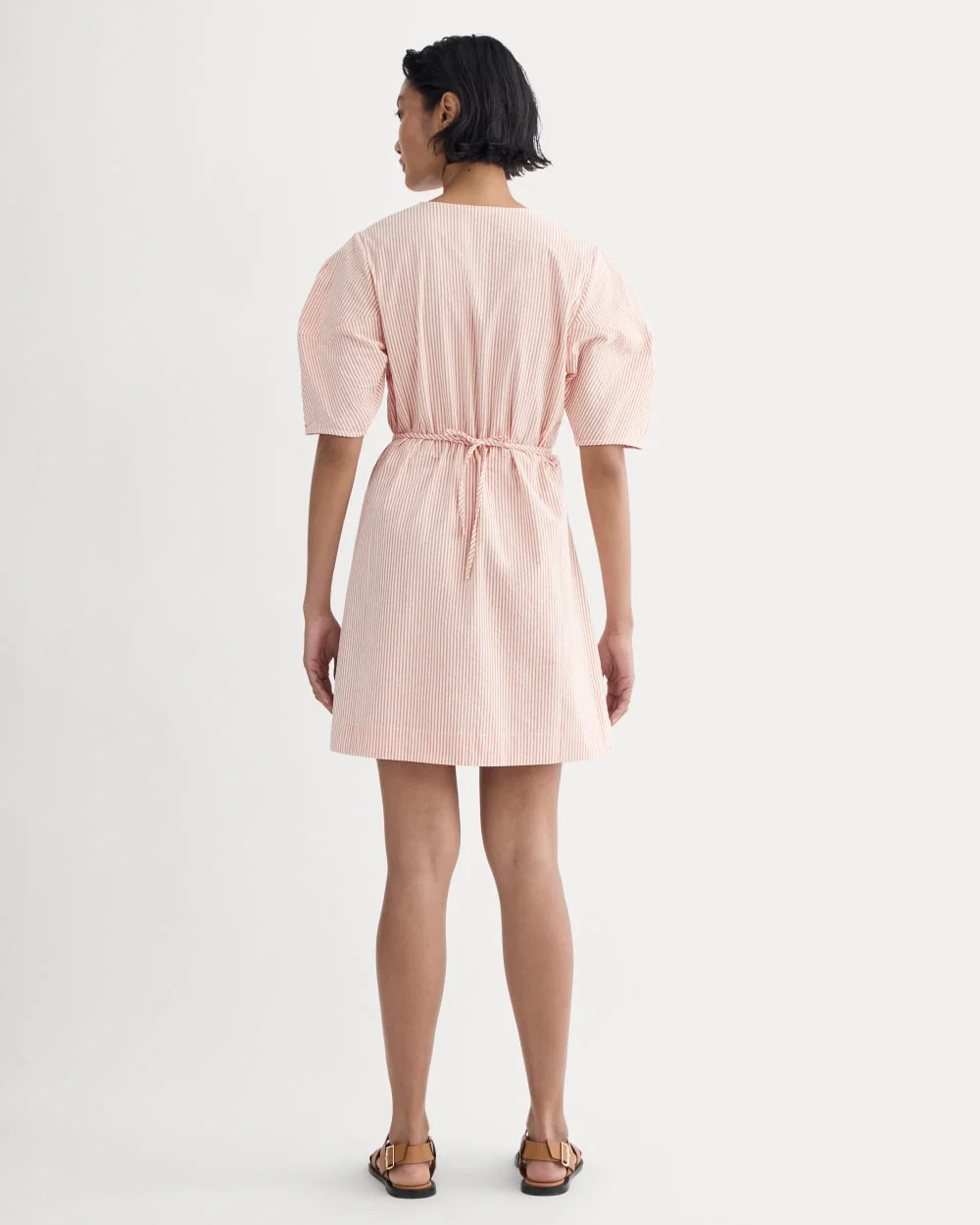 The Seersucker Mini Wrap Dress | Soft Orange - Image 4
