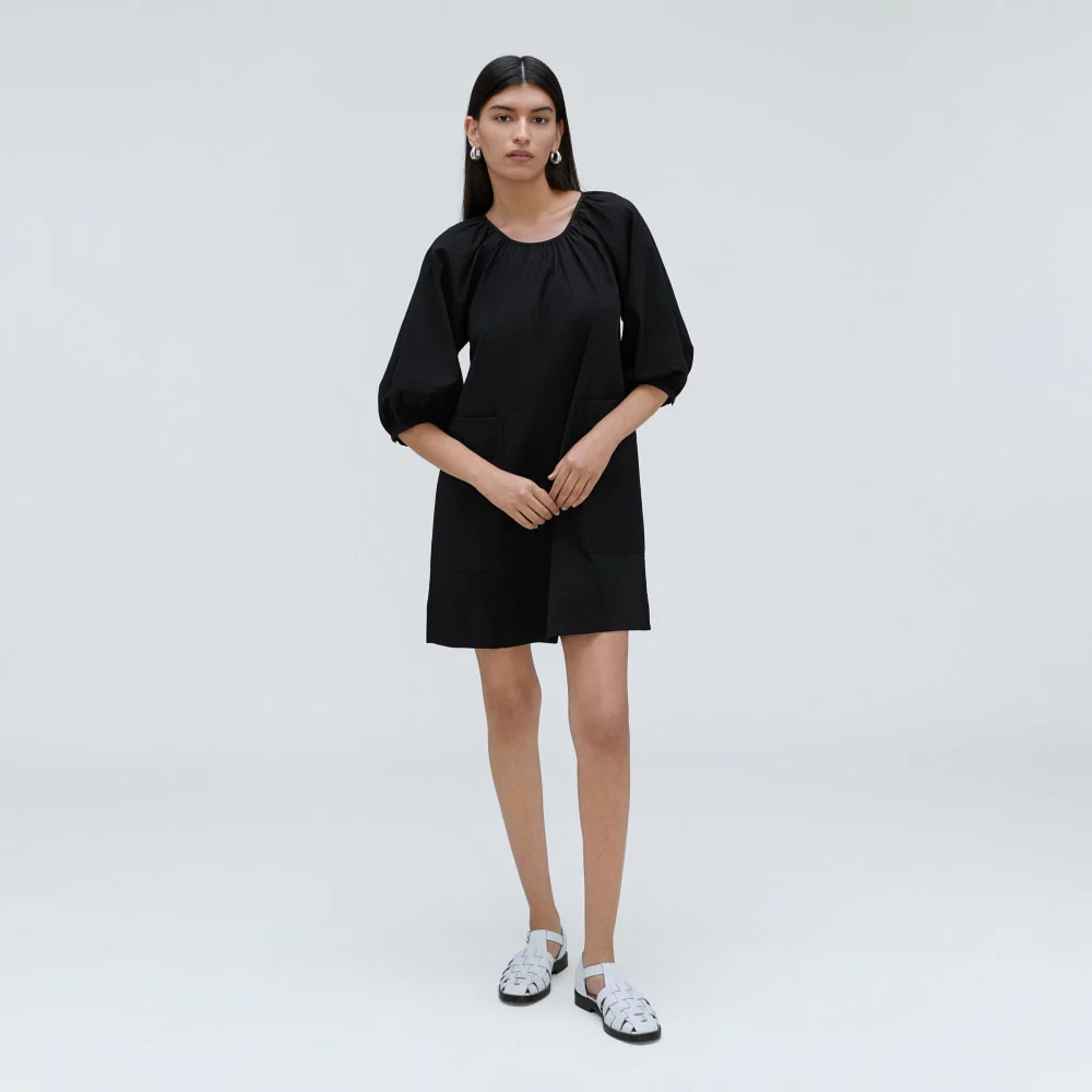 The Seersucker Puff Sleeve Dress | Black - Image 2