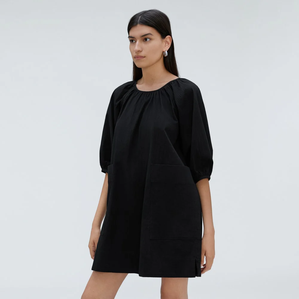 The Seersucker Puff Sleeve Dress | Black - Image 6