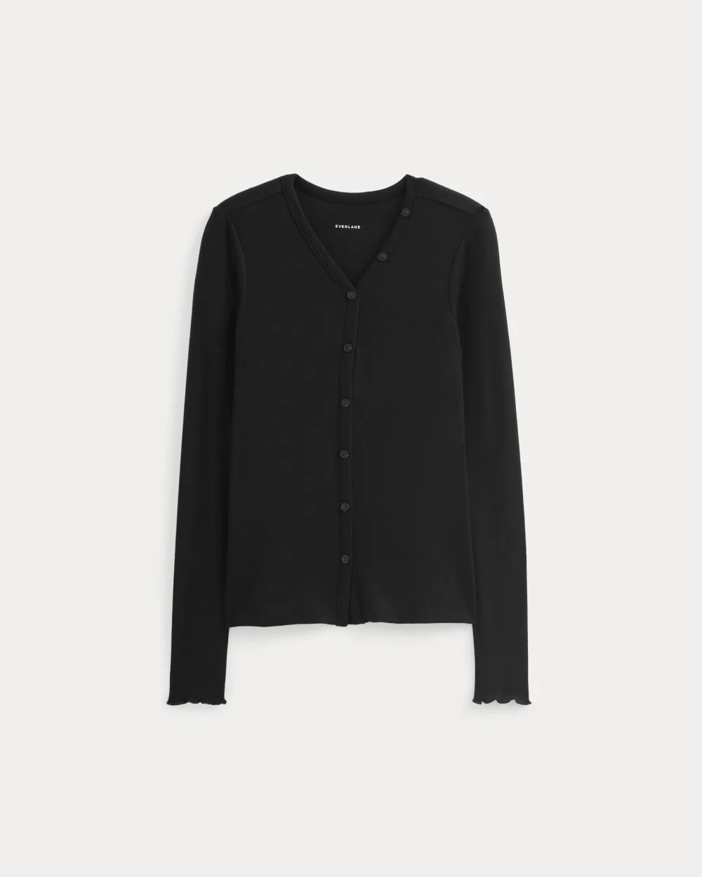 Sheer V-Neck Cardigan in Butterluxe | Black - Image 2