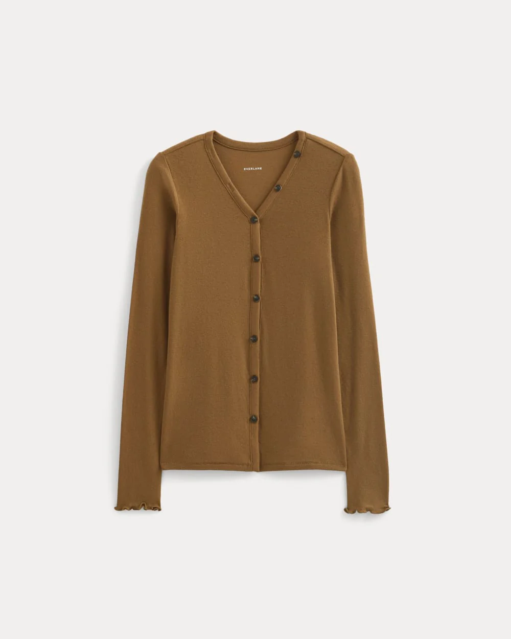 Sheer V-Neck Cardigan in Butterluxe | Toffee - Image 2