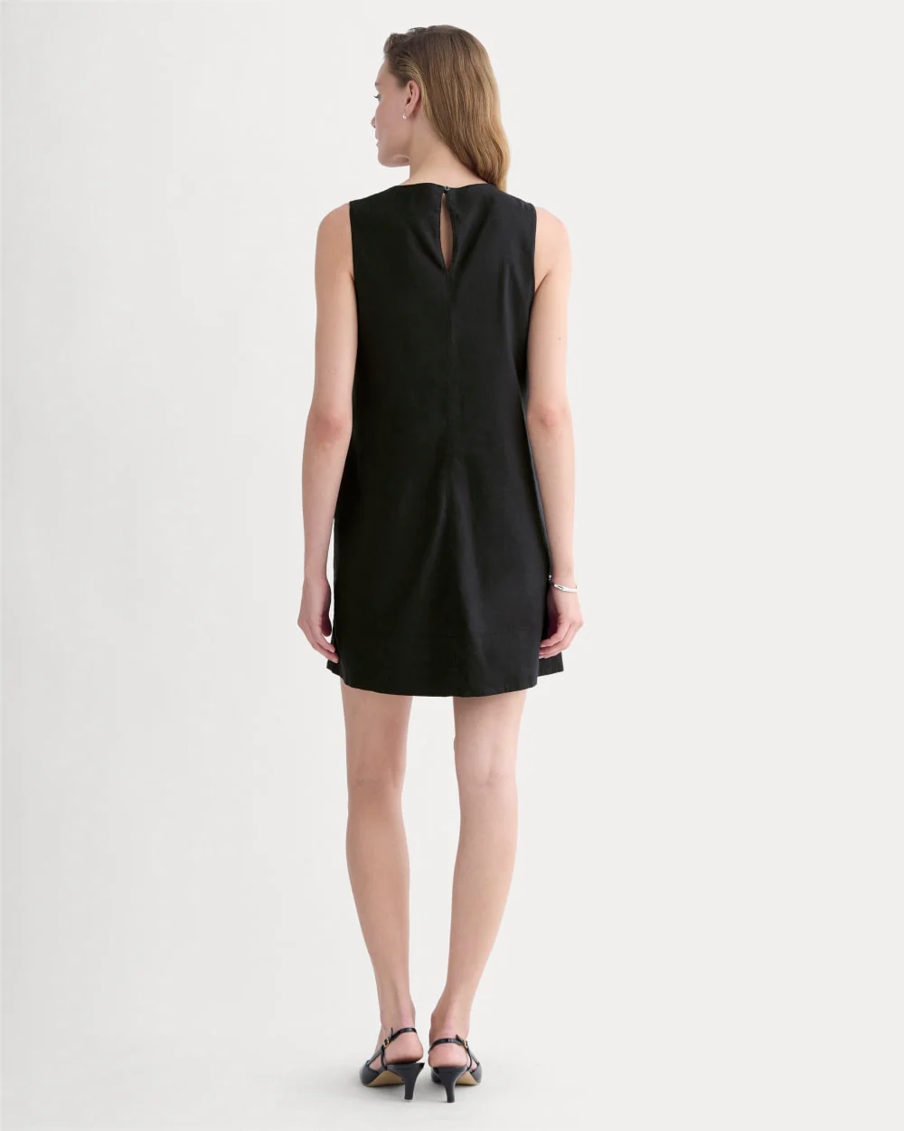 The Shift Dress in Stretch Linen | Black - Image 3