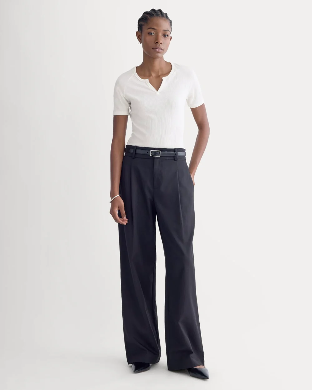 The Shimmy V-Neck Top | Bone - Image 3
