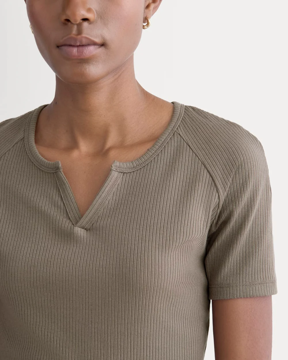 The Shimmy V-Neck Top | Taupe - Image 4
