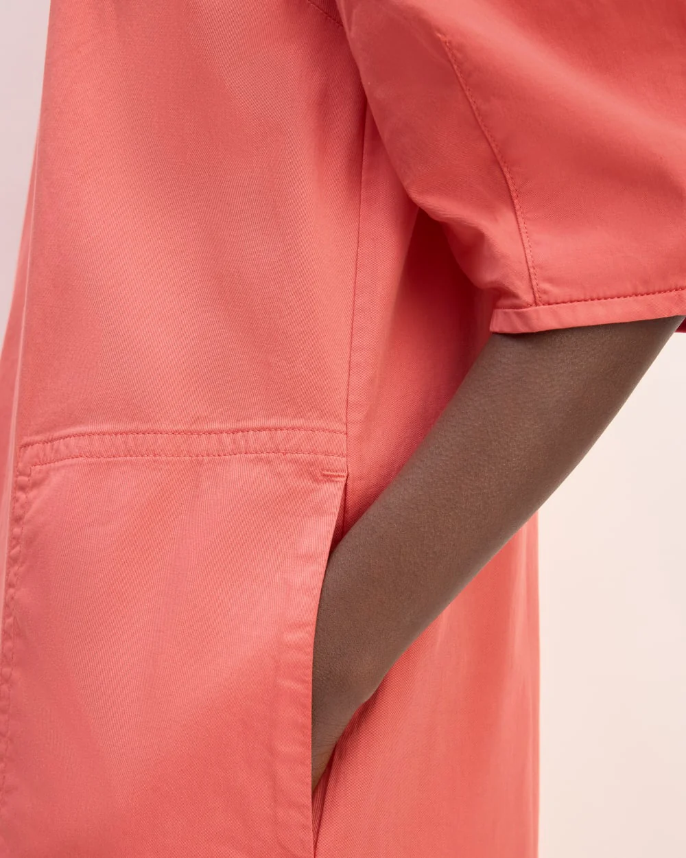 The Short-Sleeve Puff Midi Dress | Coral - Image 5
