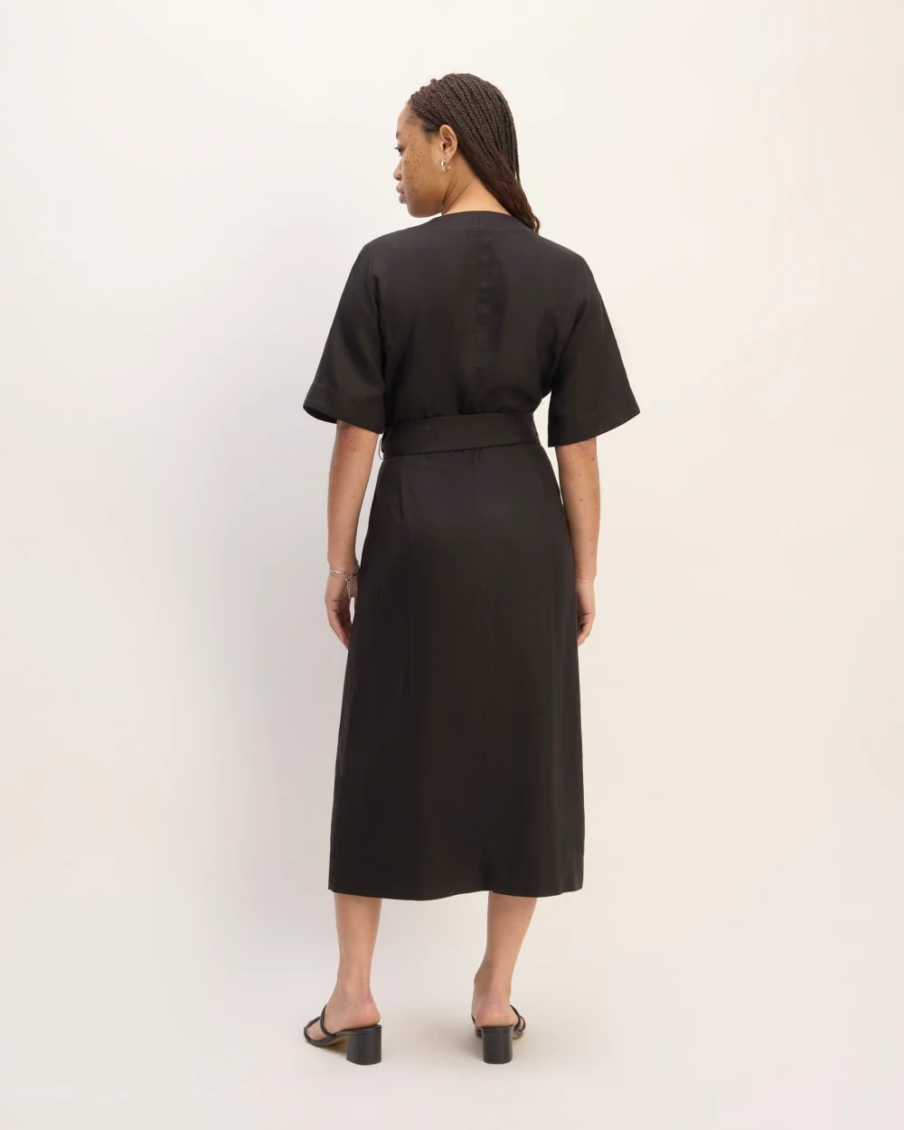 The Wrap Dress in Linen | Black - Image 6