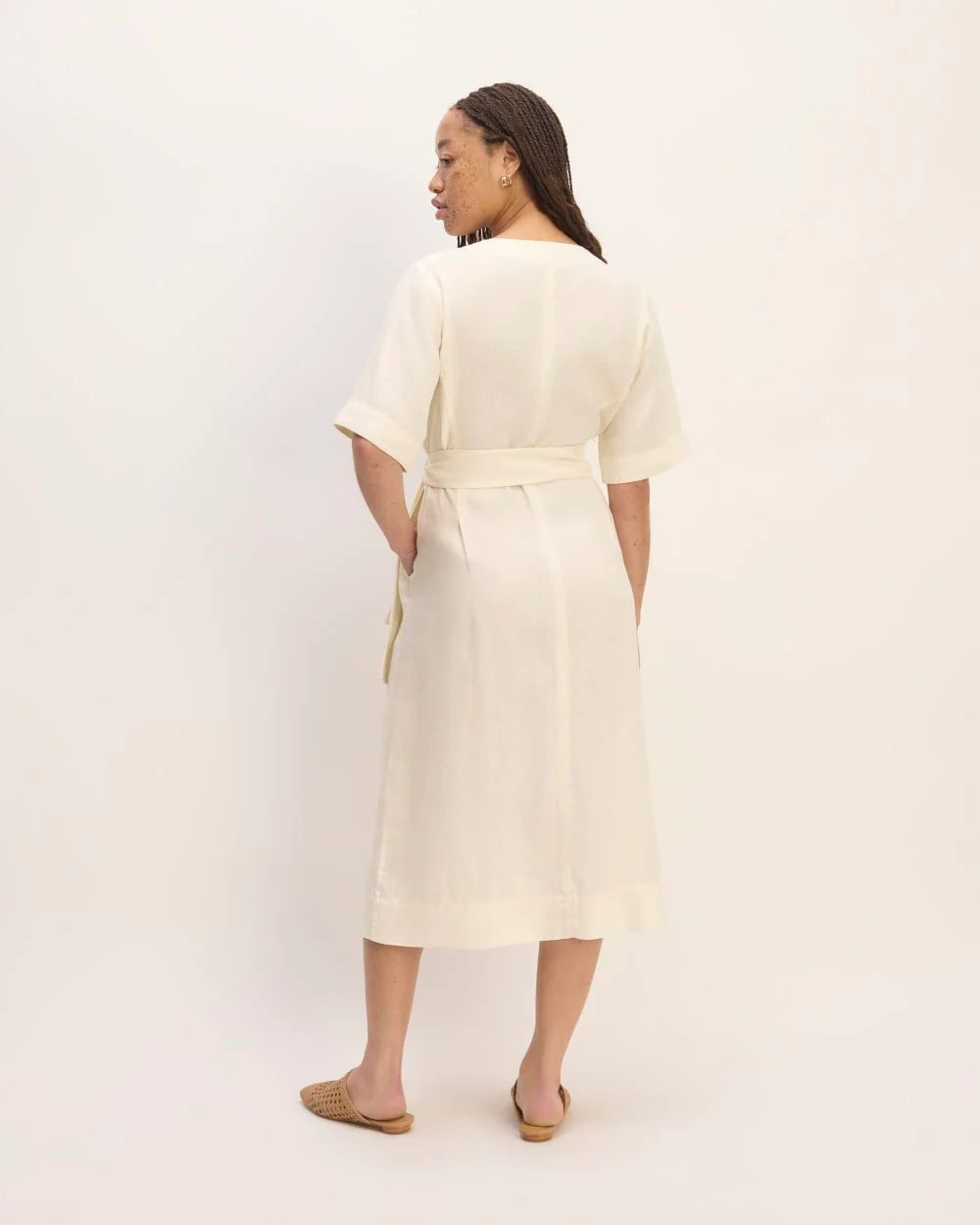 The Wrap Dress in Linen | Bone - Image 6