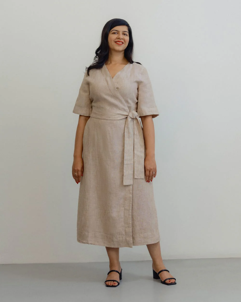 The Wrap Dress in Linen | Cornstalk Chambray - Image 7