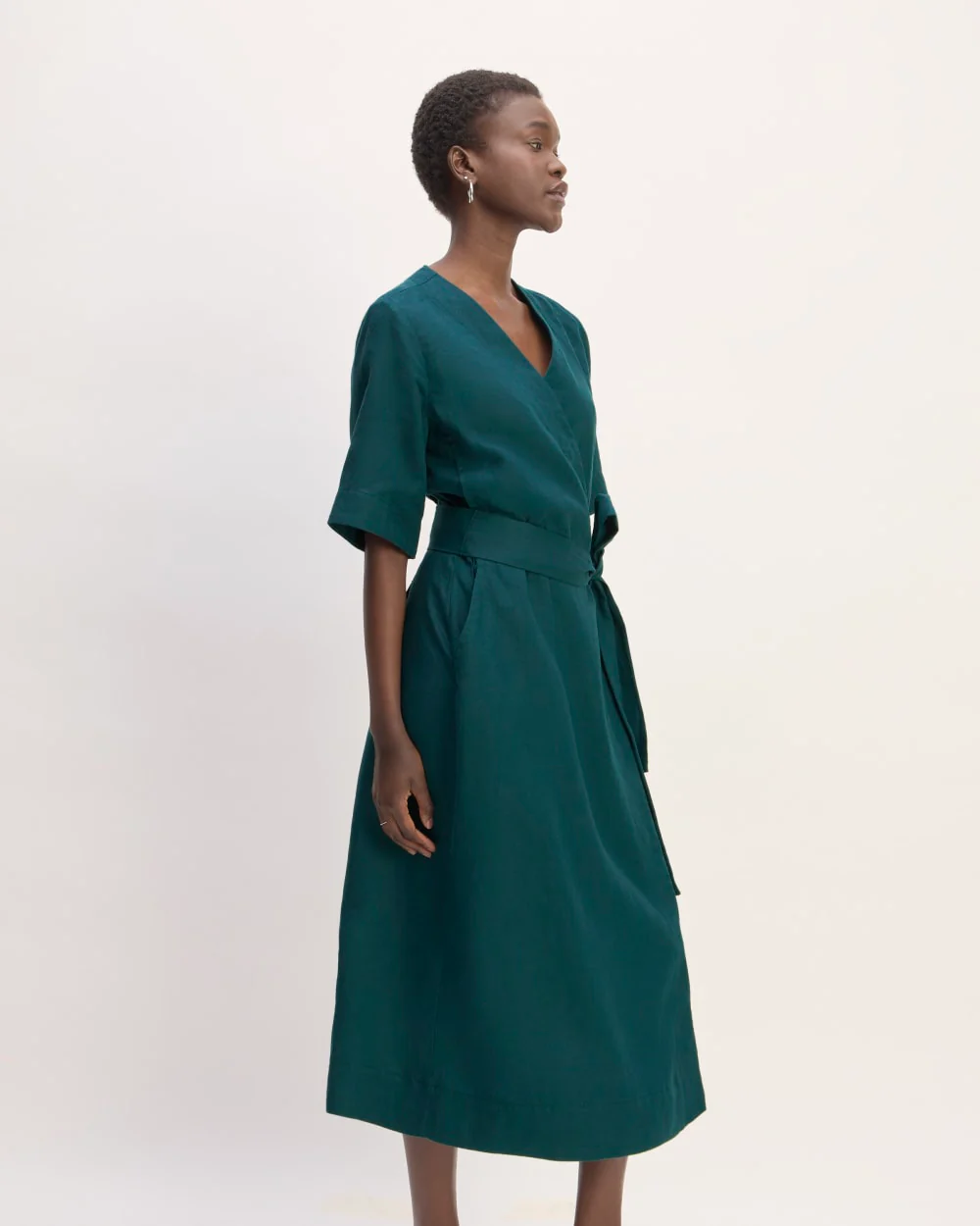 The Wrap Dress in Linen | Dark Sea - Image 3
