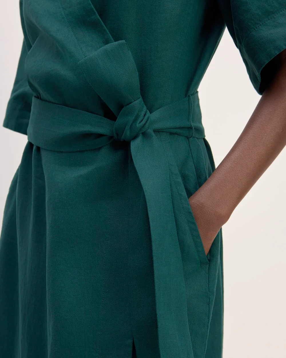 The Wrap Dress in Linen | Dark Sea - Image 5
