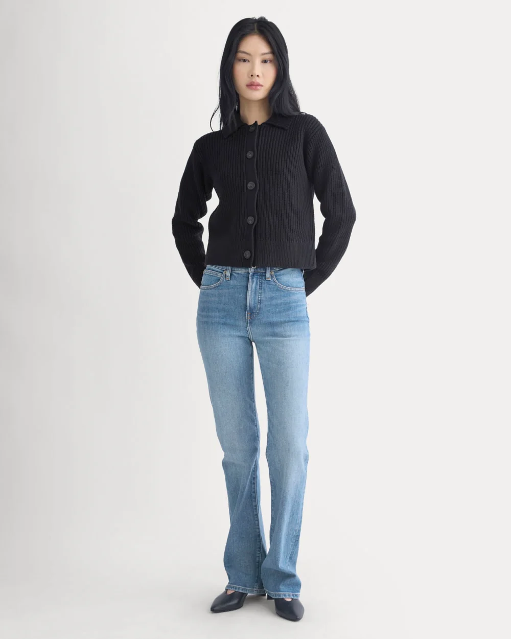 Shrunken Cardigan in Everyday Cotton | Black - Image 3