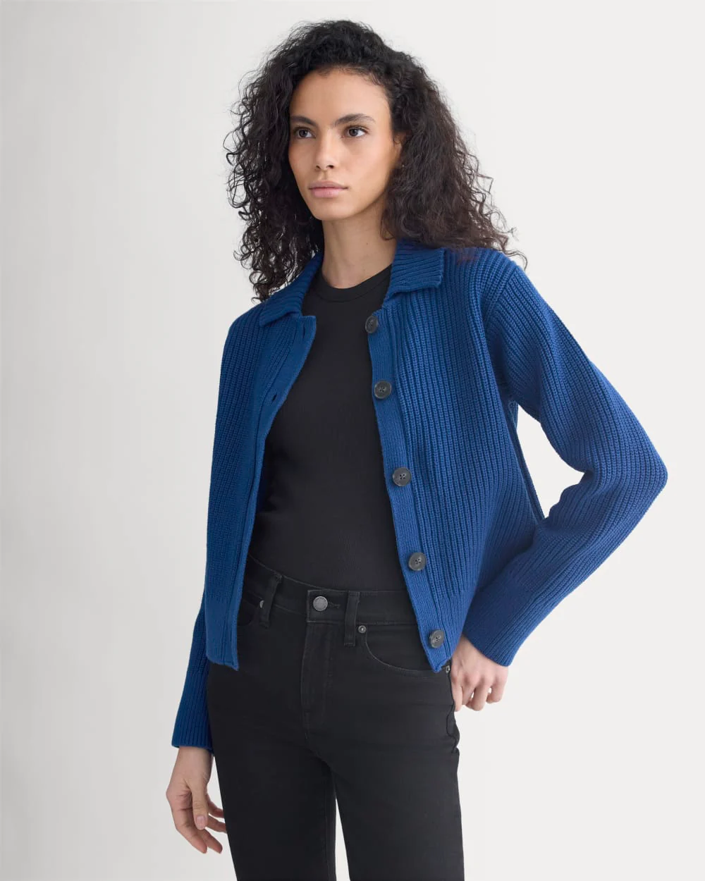 Shrunken Cardigan in Everyday Cotton | Estate Blue - Image 3