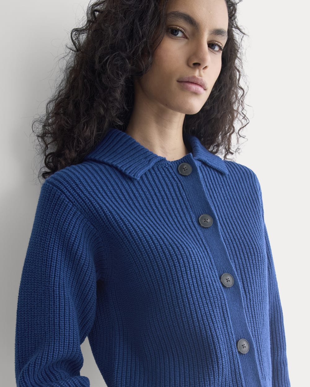 Shrunken Cardigan in Everyday Cotton | Estate Blue - Image 4