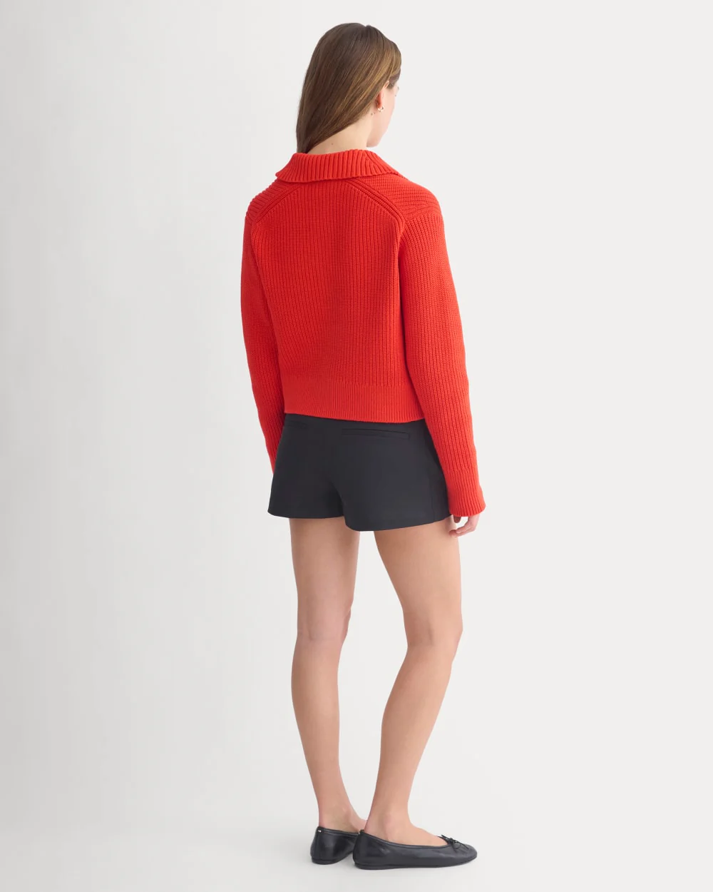Shrunken Cardigan in Everyday Cotton | Fiery Red - Image 4