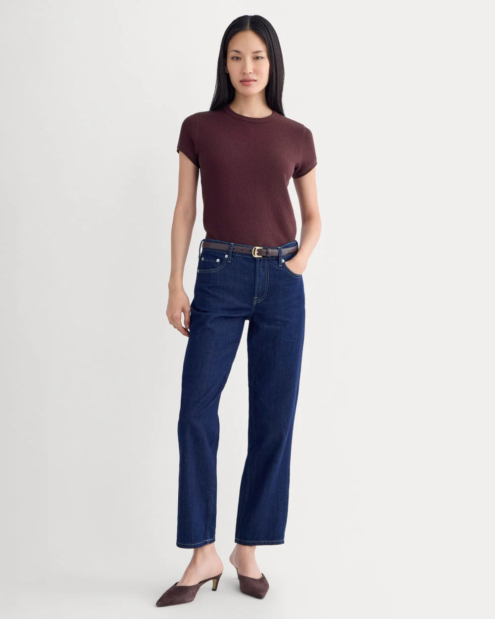 Shrunken Tee in Cozy Waffle | Heathered Port Royale - Image 3