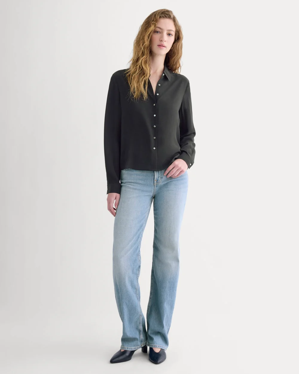 Shrunken Top in Washable Silk | Black - Image 4