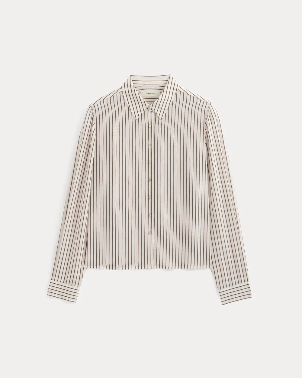 Shrunken Top in Washable Silk | Bone / Toffee Stripe - Image 2