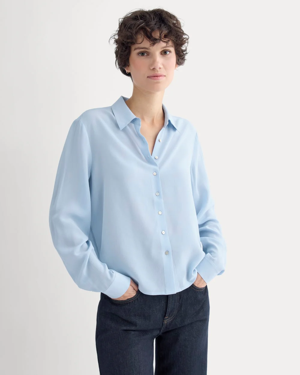 Shrunken Top in Washable Silk | Open Air Blue - Image 3