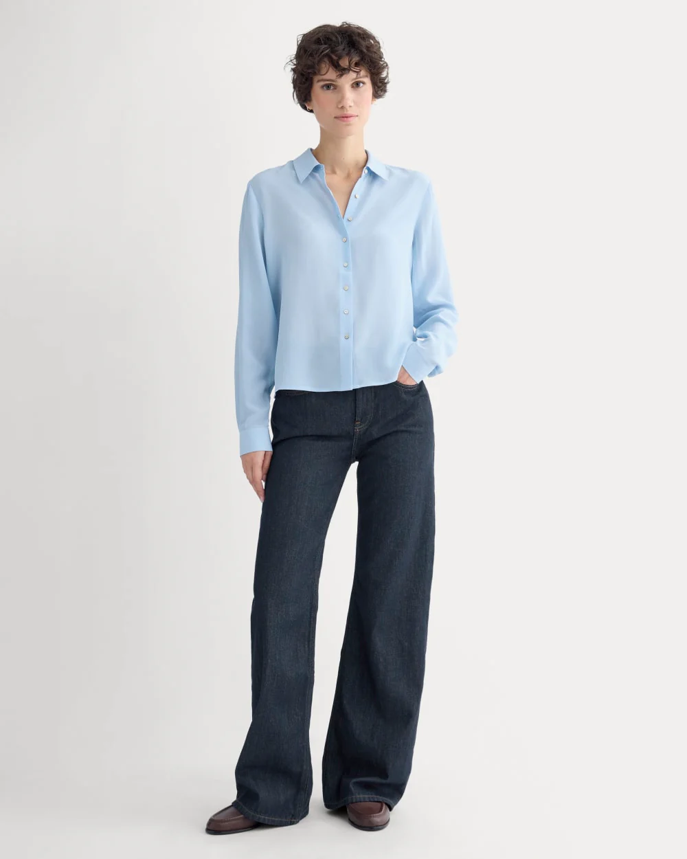Shrunken Top in Washable Silk | Open Air Blue - Image 4