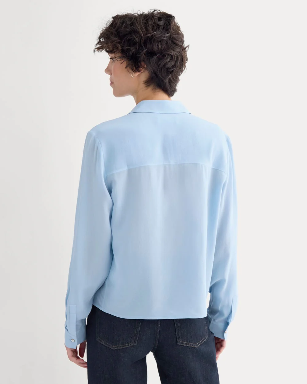 Shrunken Top in Washable Silk | Open Air Blue - Image 5