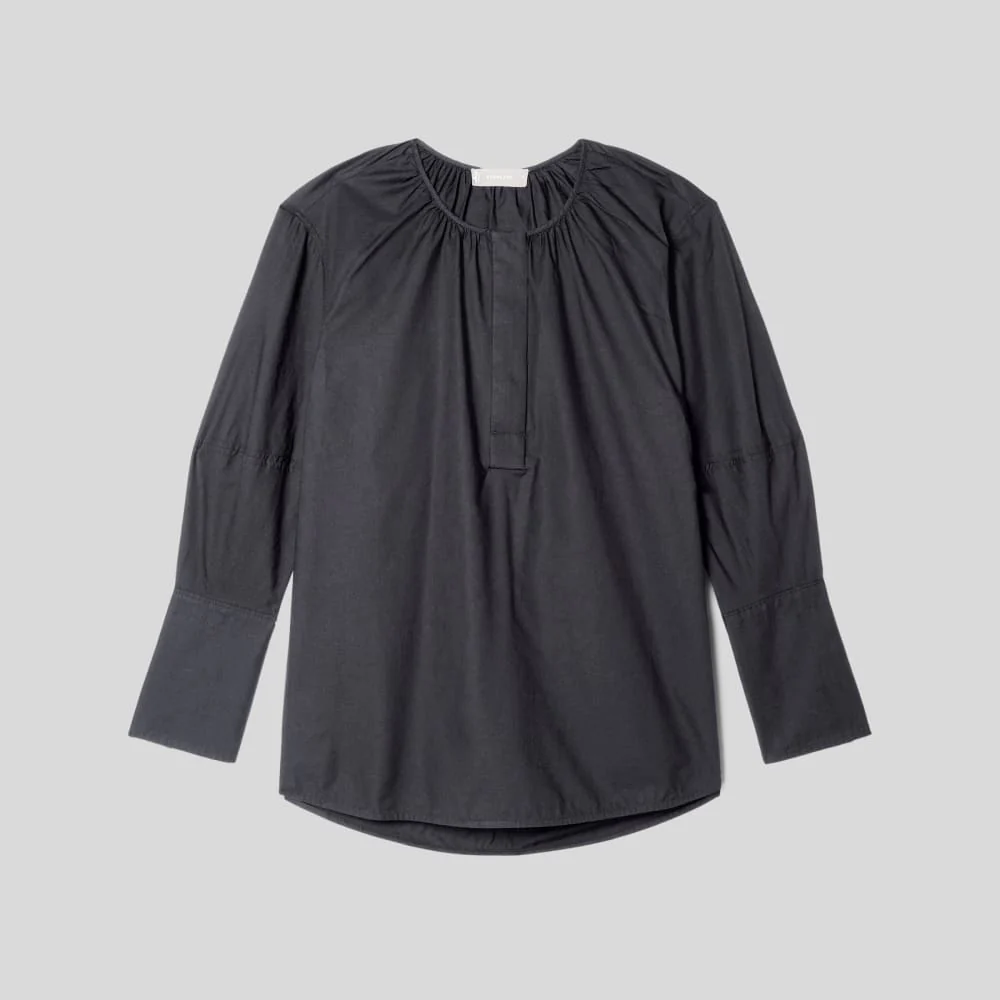 The Silky Cotton Balloon Sleeve Top | Black - Image 2