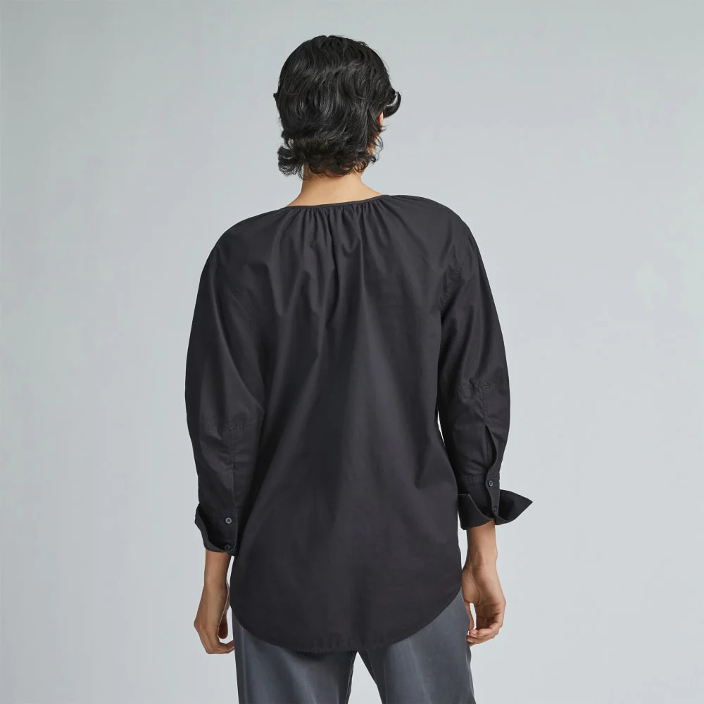 The Silky Cotton Balloon Sleeve Top | Black - Image 3