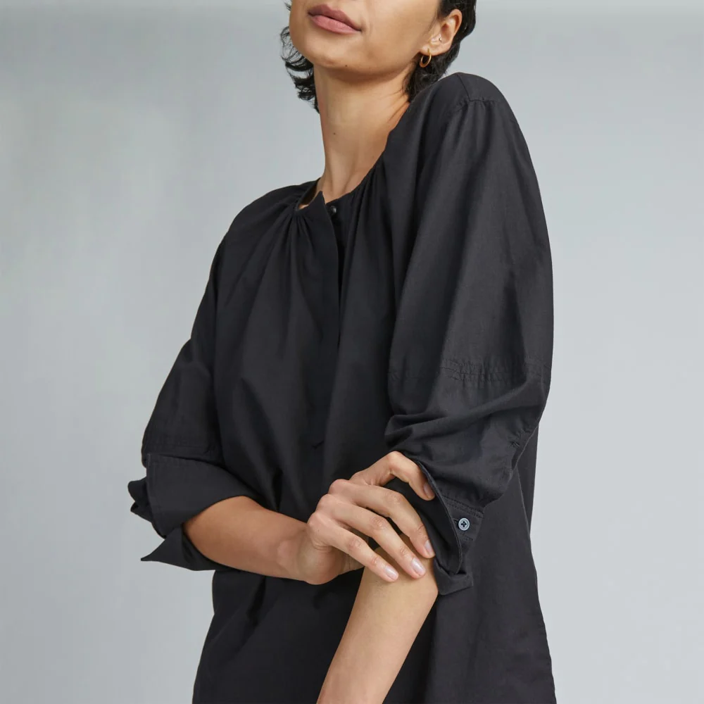 The Silky Cotton Balloon Sleeve Top | Black - Image 5