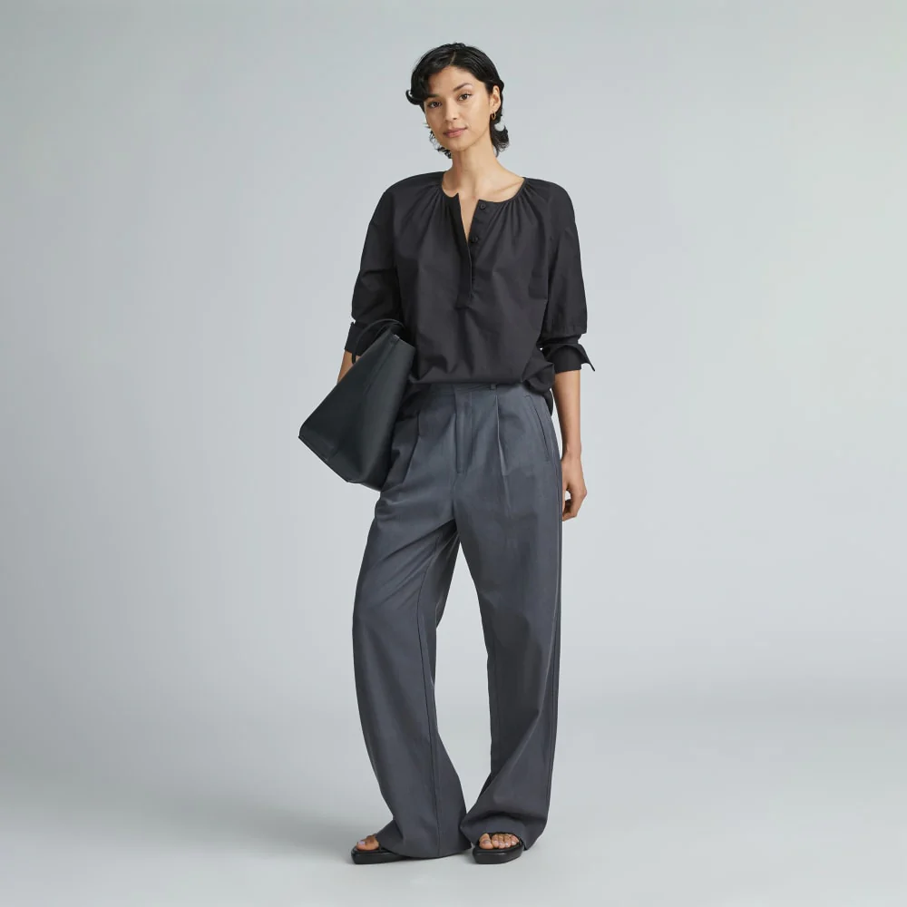 The Silky Cotton Balloon Sleeve Top | Black - Image 6