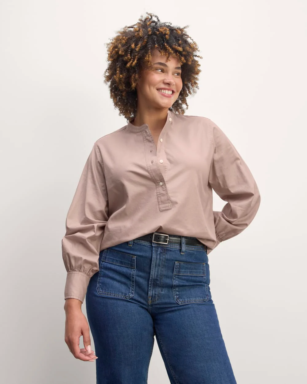 The Henley Shirt in Silky Cotton | Dusty Rose