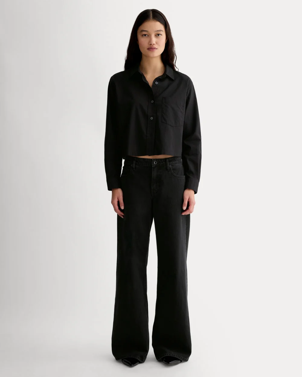 The Way-Short Shirt in Silky Cotton | Black - Image 4